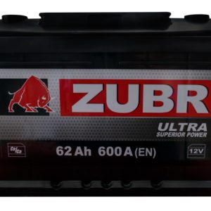 Аккумулятор Zubr (Зубр) Ultra 62 Ач обратная полярность низкий 600 A/EN