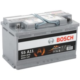 Аккумулятор 80 Ач Bosch S5 A11 580901080 AGM, обратная полярность, 800 A/EN
