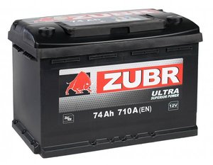 Аккумулятор Zubr (Зубр) Ultra 74 Ач обратная полярность низкий 710 A/EN